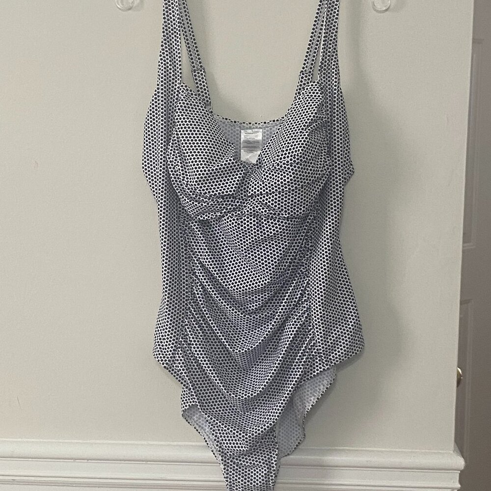 Black and White Polka Dot Swimsuit, size 18